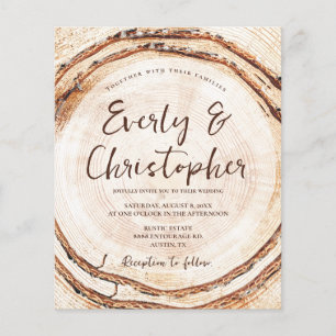 Papier Budget Rustique Mariage coupe bois tranche personn