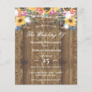 Papier Budget Rustique Mariage de tournesol & lumières en