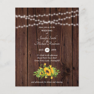 Papier Budget Rustique Mariage floral de tournesol en boi