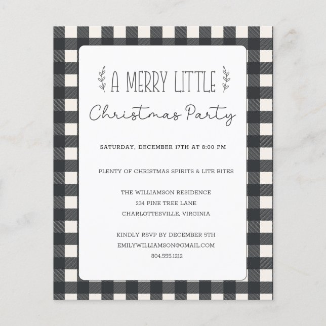 Papier Budget Rustique Noël Fête Invitation (Devant)