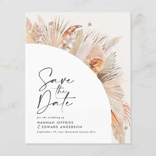 Papier budget rustique pampas herbe mariage enregistrer l (Devant)