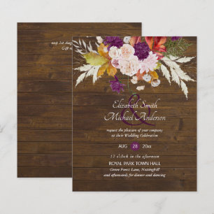Papier Budget Rustique Plum Blooms Ginger Wedding Invite