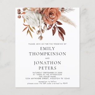 Papier Budget Rustique Terracotta Floral QR Code Mariage