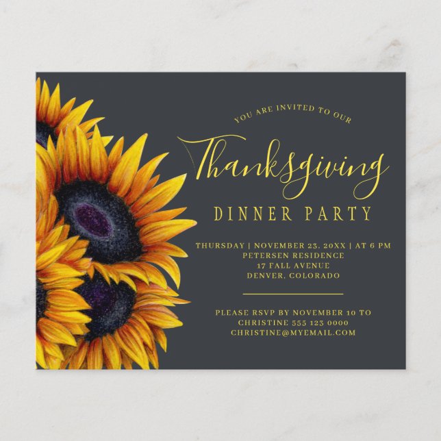 Papier Budget rustique Thanksgiving diner party Invitatio (Devant)