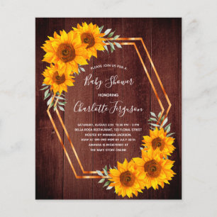 Papier Budget rustique tournesol baby shower invitation
