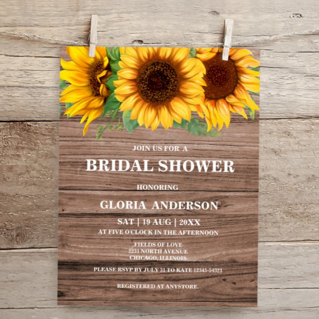 Papier Budget Rustique Tournesol nuptiale Invitation de d (Créateur téléchargé)