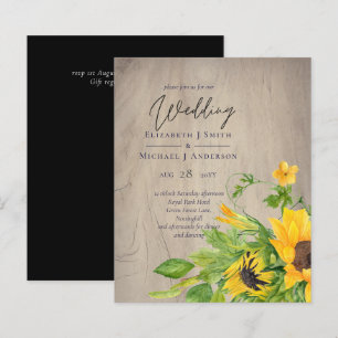 Papier BUDGET Rustique Tournesol Woodland Mariage Invitat