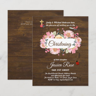Papier BUDGET Rustique Woodland Christening Invitation Ba