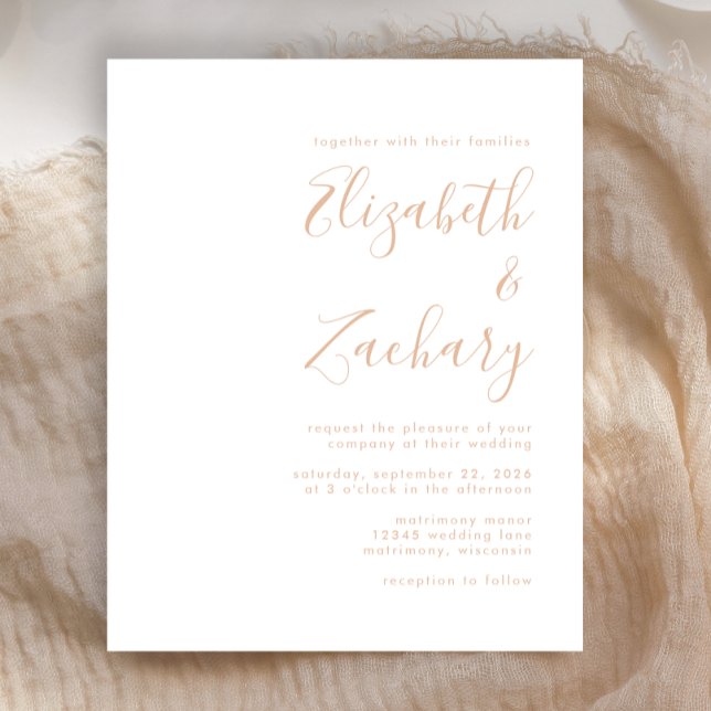 Papier Budget Sable Beige moderne Script Faire-part de ma (Créateur téléchargé)