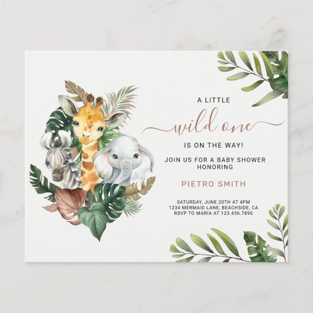 Papier Budget Safari Animaux Baby shower Garçon (Devant)