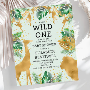 Papier Budget Safari Green Gold Baby shower Invitation