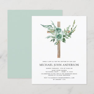 Papier Budget Sage Eucalyptus Baptême Vert Invitation