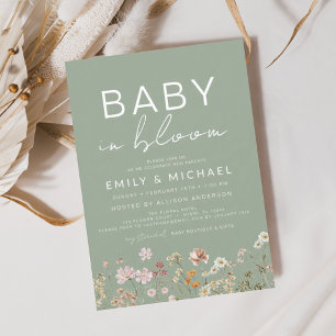 Papier Budget Sage Fleur sauvage vert bébé dans douche fl