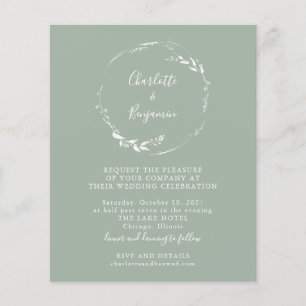 Papier Budget Sage Floral Wreath Script Wedding Invitatio