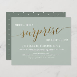 Papier Budget Sage & Gold Script Surprise fête d'annivers