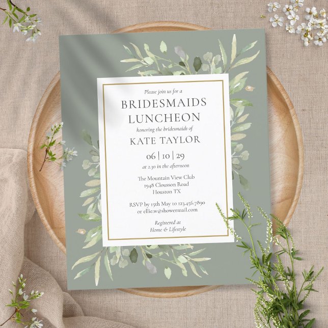 Papier Budget Sage Green Bridesmaitres déjeuner Invitatio (Créateur téléchargé)