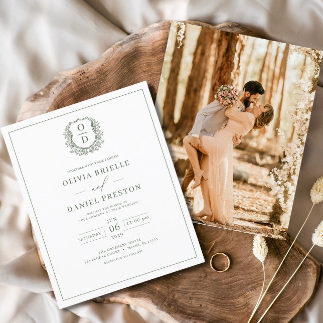 Papier Budget Sage Green Crest Photo (Créateur téléchargé)