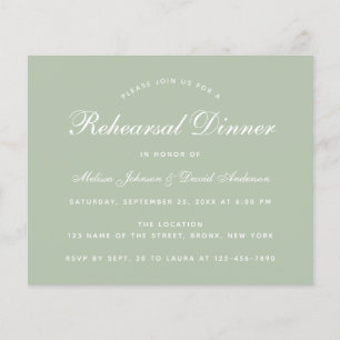 Papier Budget Sage Green Rehearer Dîner Invitation