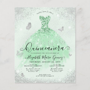 Papier Budget Sage Green Silver Parties scintillant Gown 
