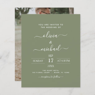Papier Budget Sage Mariage vert avec invitation photo