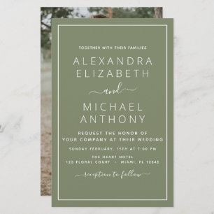 Papier Budget Sage Mariage vert avec invitation photo