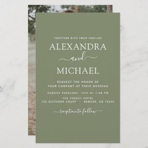 Papier Budget Sage Mariage vert avec invitation photo