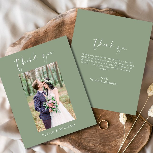 Papier Budget Sage Merci Mariage vert photo (Créateur téléchargé)