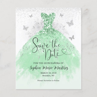 Papier Budget Sage Robe Verte Quinceañera Enregistrer la