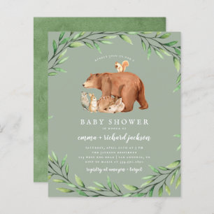 Papier Budget Sage Vert Forêt Animaux Baby shower