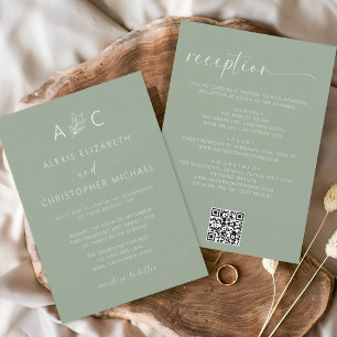 Papier Budget Sage vert tout en un code QR Mariage