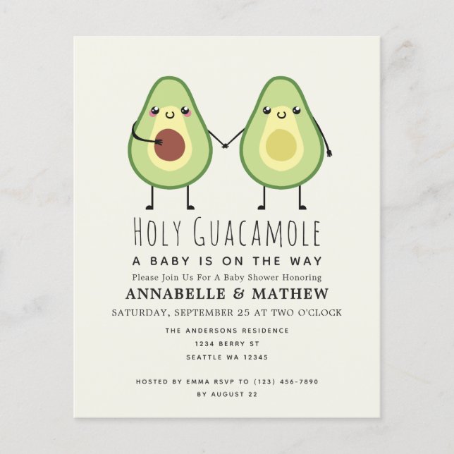 Papier Budget Saint Couples de Guacamole Baby shower Invi (Devant)