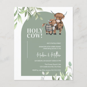 Papier Budget Saint Vache verte Arc Baby shower Invitatio