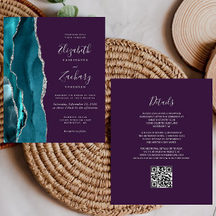 Papier Budget Sarcelle Argent Agate Violet Code QR Mariag