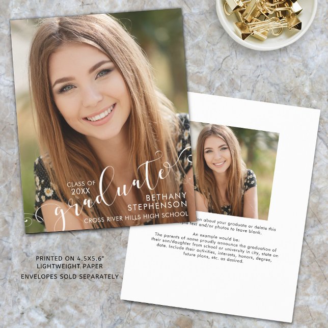 Papier Budget Script 2 Photo Graduate Faire-part (Créateur téléchargé)