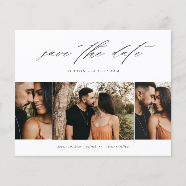Papier Budget Script 3 Photo Save the Date  (Devant)