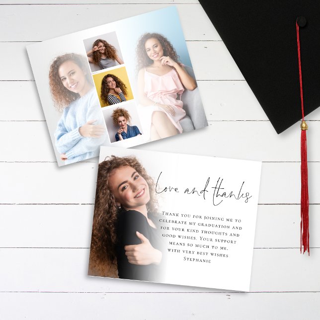 Papier Budget Script 6 Photo Graduation Love Thanks (Front and back view)