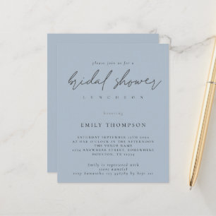 Papier Budget Script Dusty Blue Bridal Shower Invite