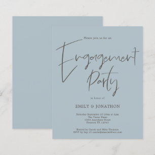 Papier Budget Script Engagement Party Dusty Blue Invitati