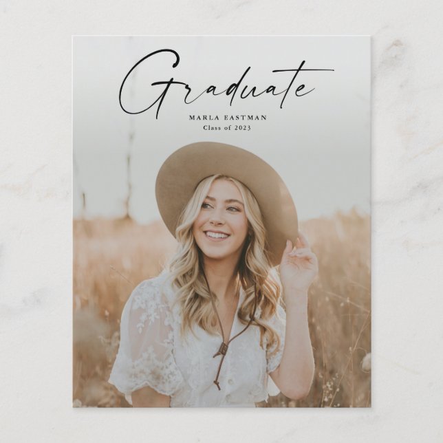 Papier Budget Script Graduate Photo Graduate Invitation (Devant)