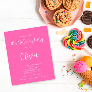 Papier Budget Script Hot rose 10e fête d'anniversaire