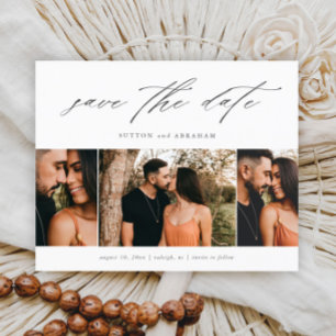 Papier Budget Script Minimal 3 Photo Save The Date