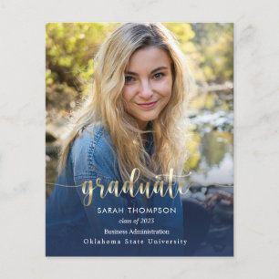 Papier Budget Script Navy Blue Photo Collage Graduation