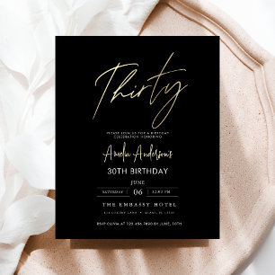 Papier Budget Script noir et or 30e anniversaire