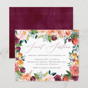 Papier Budget Script Rose Gold Sweet 16 Anniversaire fête