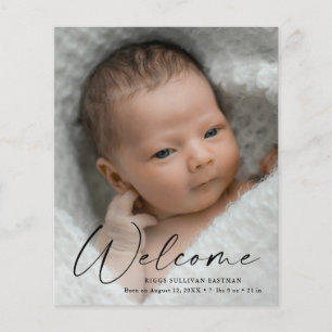 Papier Budget Script Welcome Baby Photo Merci