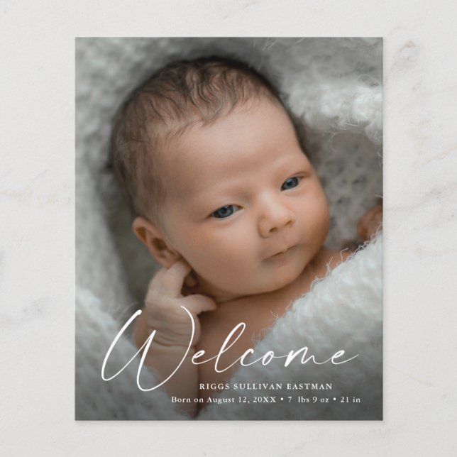 Papier Budget Script Welcome Baby Photo Merci (Devant)