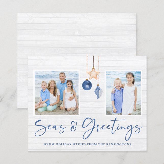 Papier Budget Seas et salutations Beach Wood Holiday Phot (Devant / Derrière)