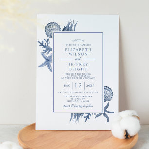 Papier Budget Seashells Ocean Beach Mariage Invitation