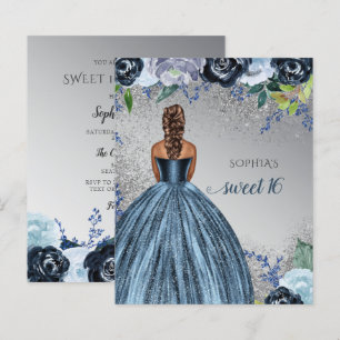 Papier Budget Silver Blue Robe Sweet 16 anniversaire