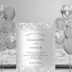 Papier Budget Silver QR code RSVP faire-part de mariage